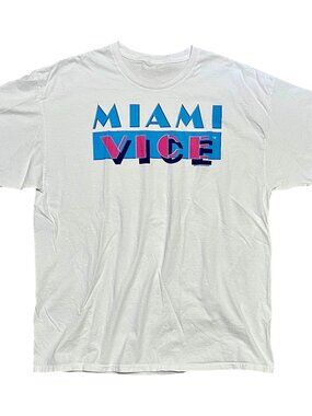 Miami Vice 2010 Universal Studios White Graphic T-Shirt, Men's Large